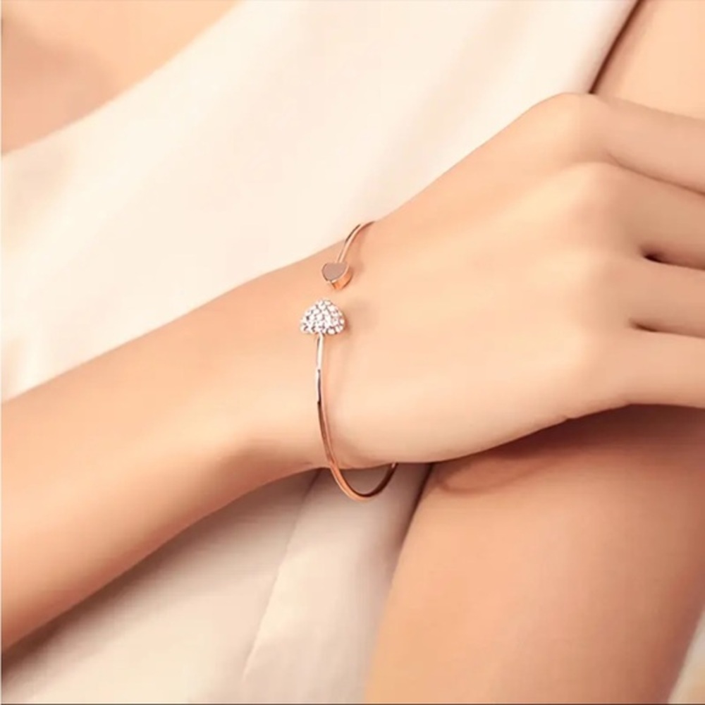 Gold CZ Slider Bracelet Minimalist Adjustable Bangle Jewelry NWT
